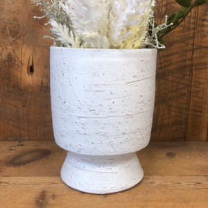 White Cement Footed Pot Small