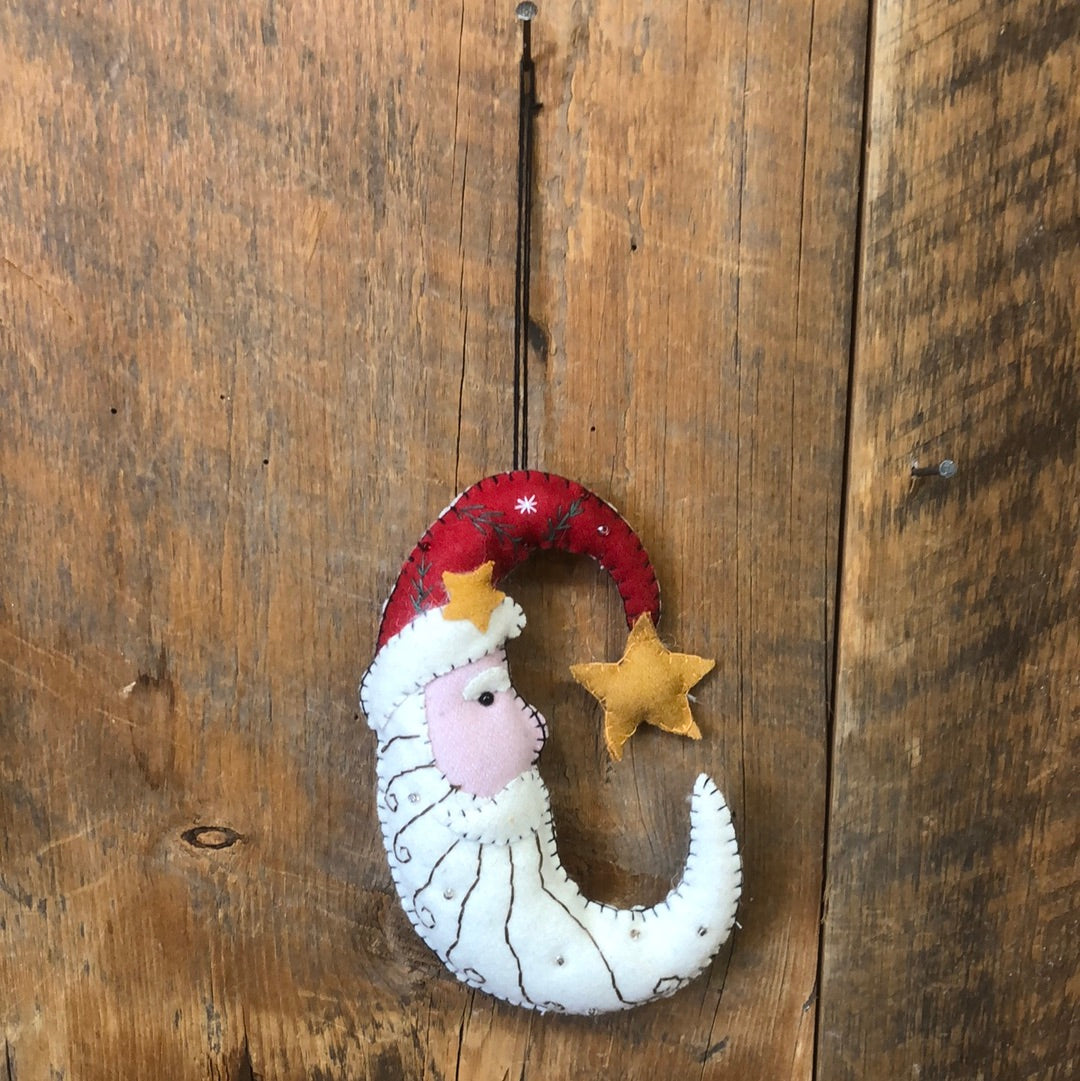 Embroidered Felt Santa with Red Hat Ornament