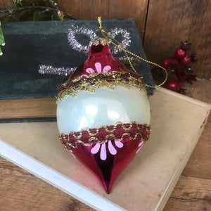 Vintage Tinsel Glass Pearl Pink Ornament