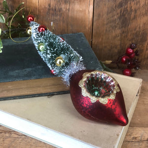 Retro Bottle Brush Tree Red Ball Ornament