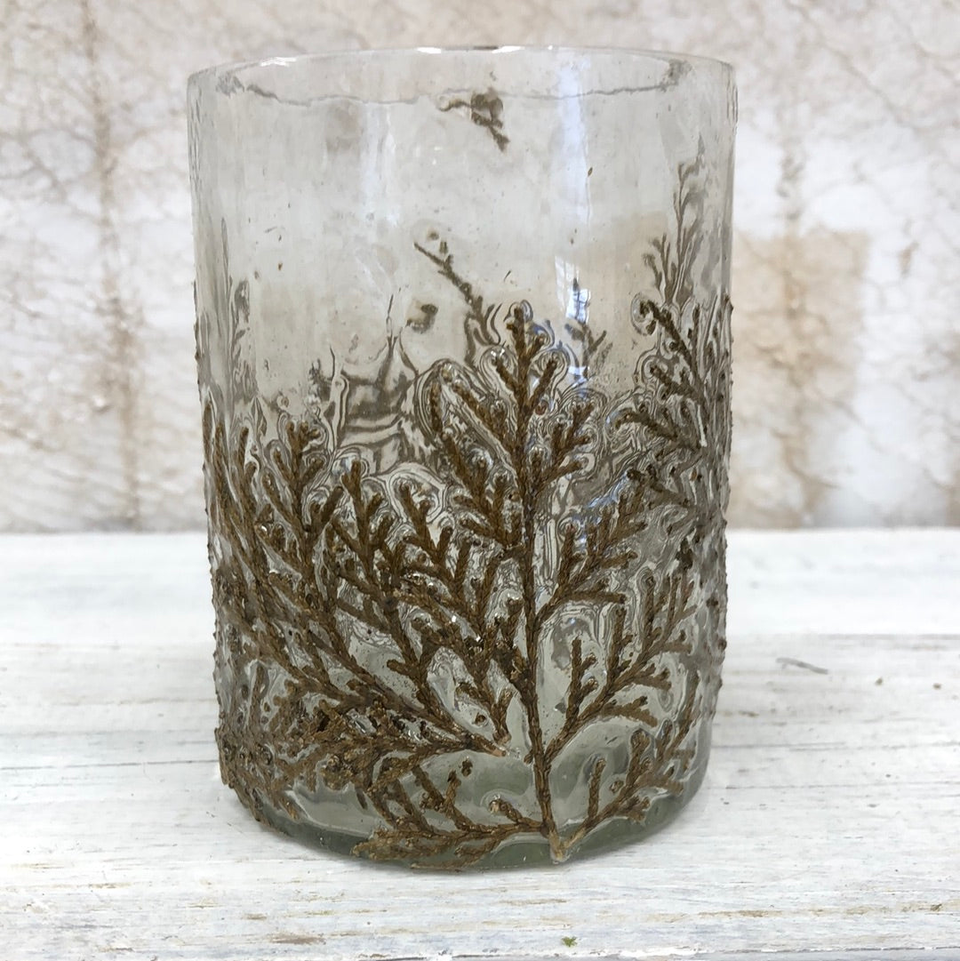 Glass Gold Embossed Vine Votive