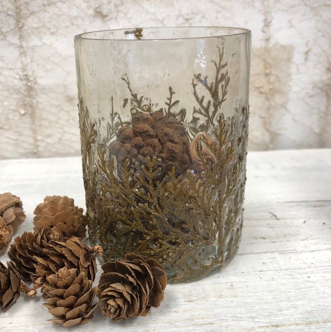 Glass Gold Embossed Vine Votive