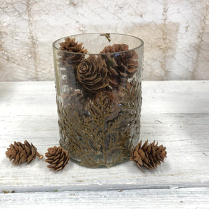 Glass Gold Embossed Vine Votive
