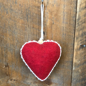 Embroidered Felt Snowflake Heart Ornament