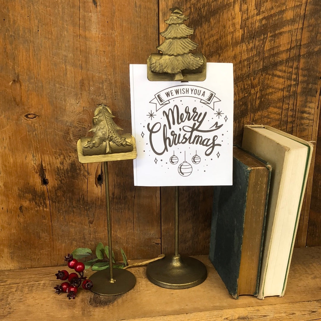Small Metal Christmas Tree Card Clip on Stand