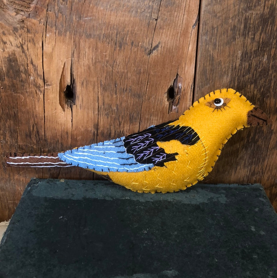 Embroidered Felt Yellow Bird Ornament