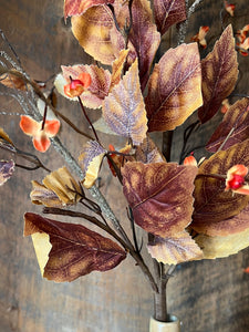 Autumn Beech Leaf and Bittersweet Spray Stem Rust Orange