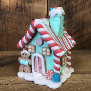 Clay Gingerbread House Ornament Green