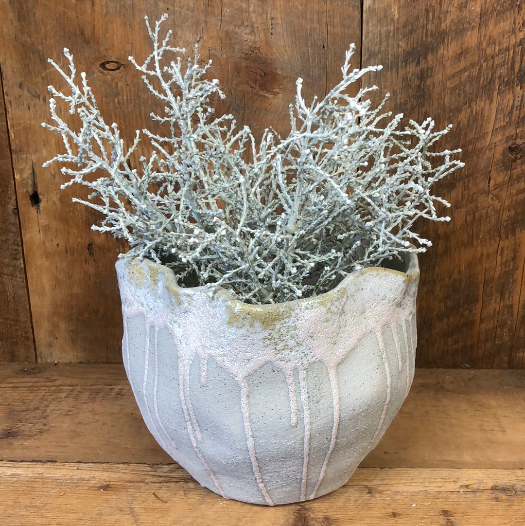Ceramic Gray Pot with Dripping Lines
