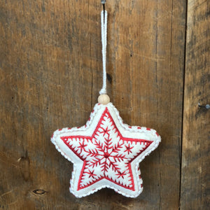 Embroidered Felt Snowflake Star Ornament