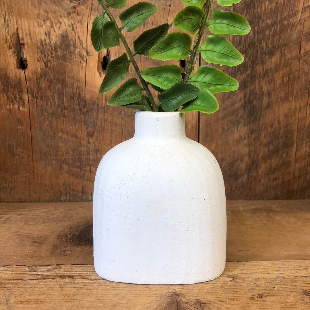 Karis White Terracotta Bud Vase Small