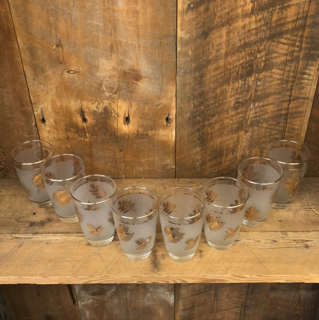 Libbey Leaf Frosted Glass Tumblers Set of Eight
