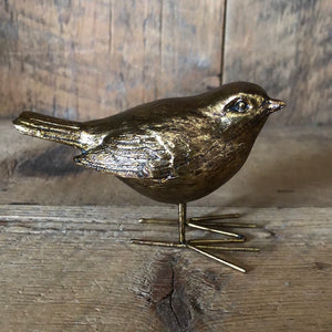 Antique Gold Bird with Tail Up