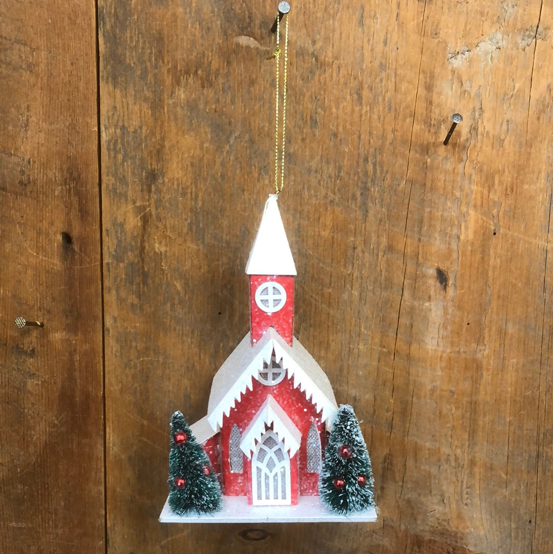 Cardboard Christmas Church LED Ornament