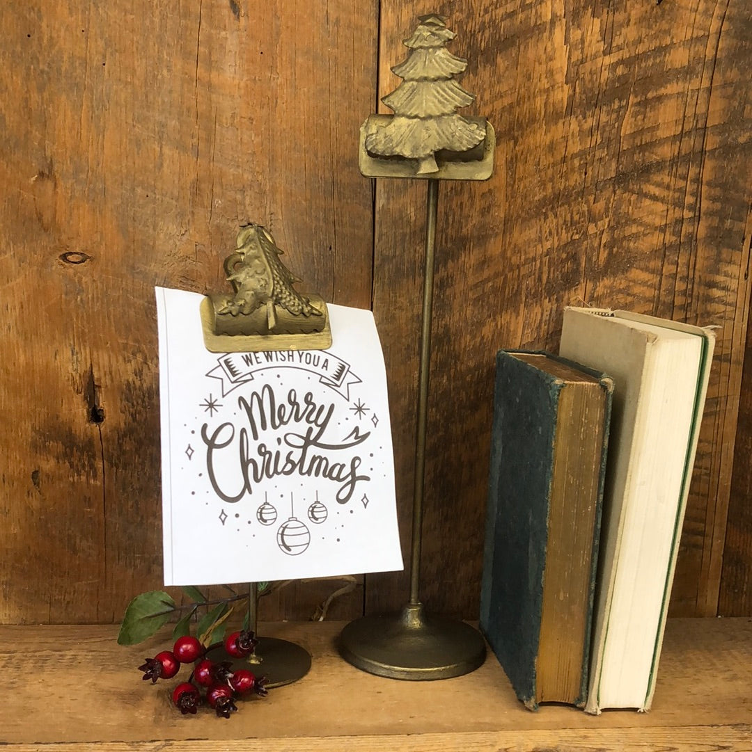 Small Metal Christmas Tree Card Clip on Stand