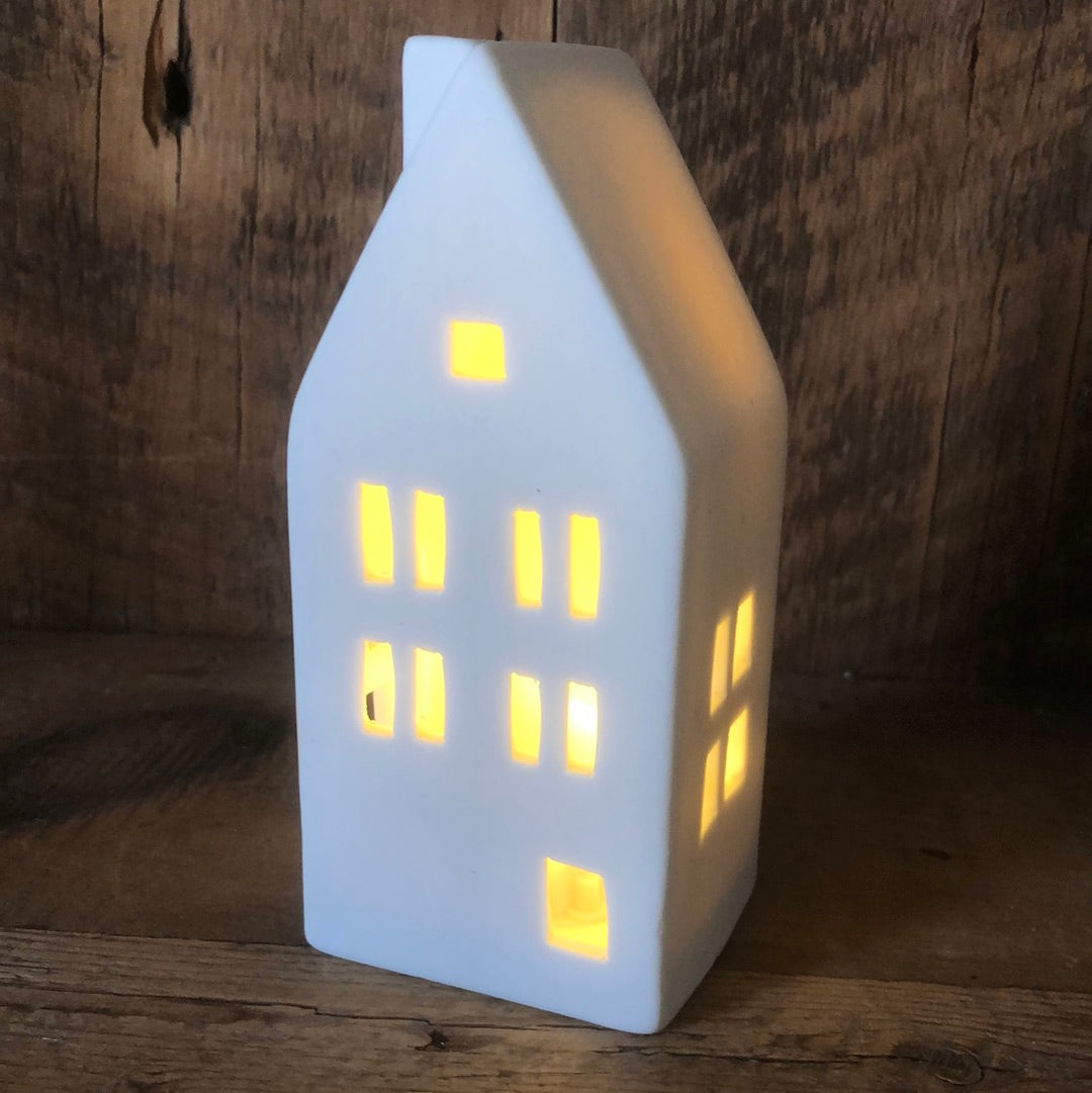 White Ceramic LED Holiday House Medium