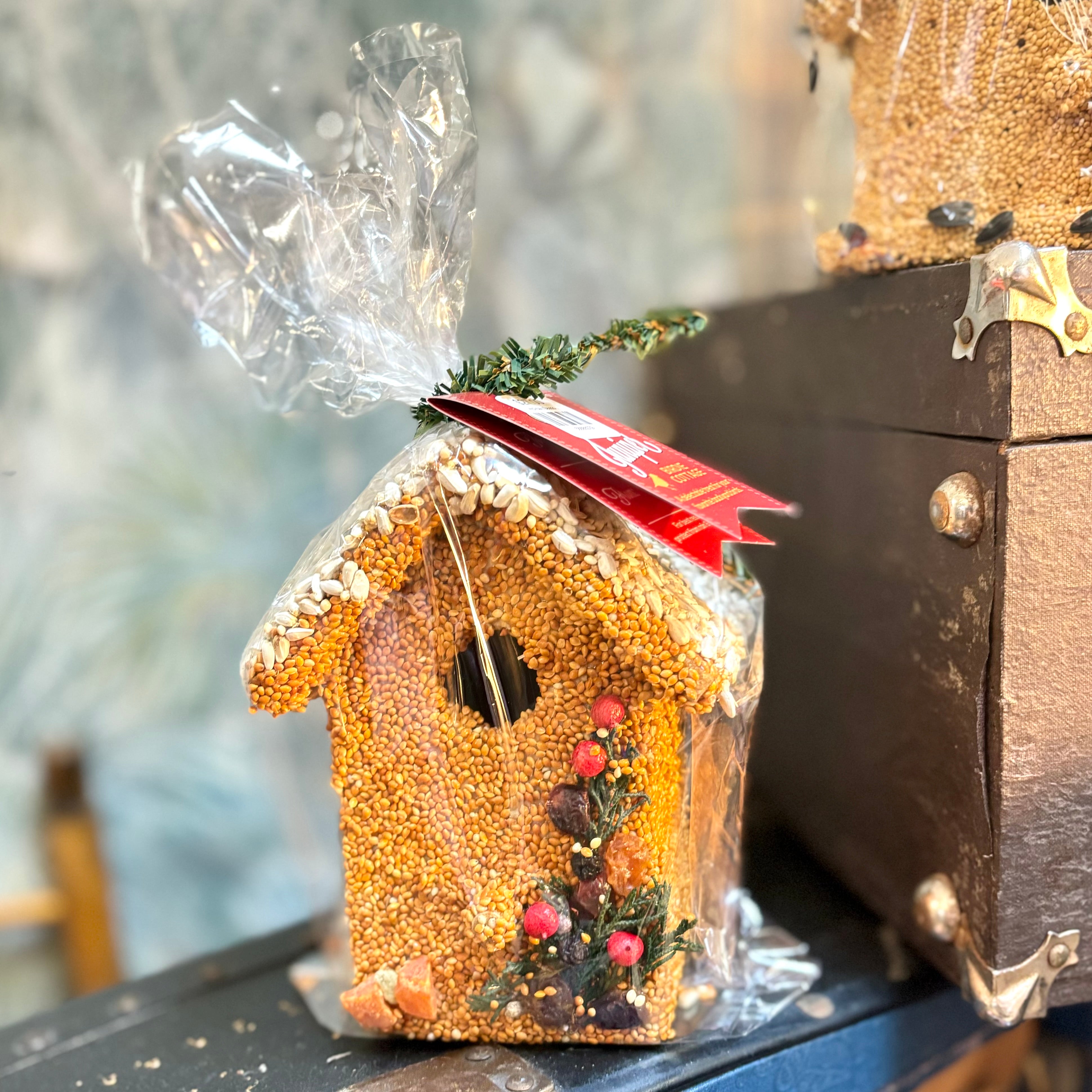 Holiday Season Cottage Seeded Birdhouse Juniper Tree