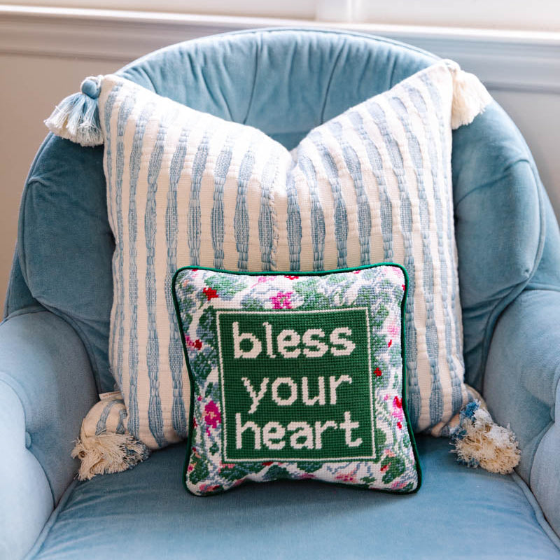 "Bless Your Heart" Needlepoint Pillow