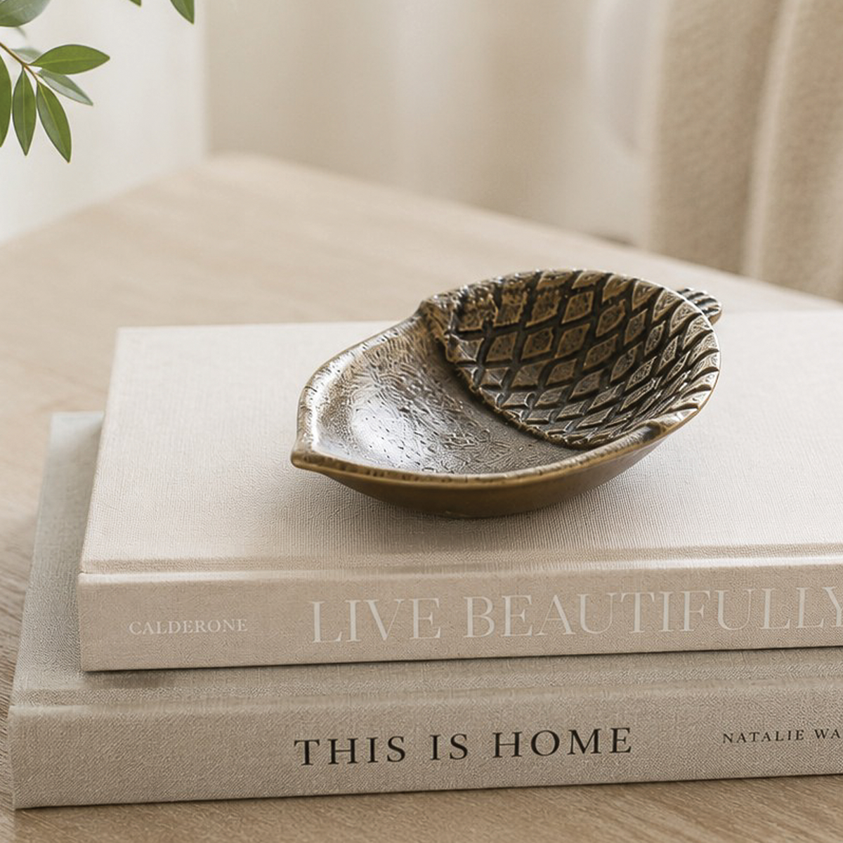 Brass Antiqued Acorn Tray