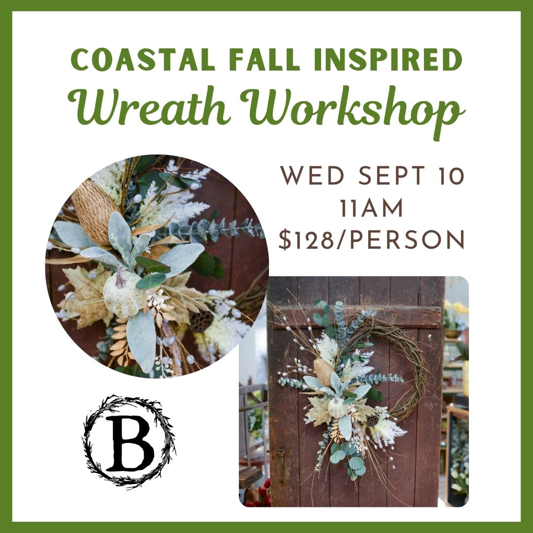09.10.25 @ 11AM | Coastal Fall Wreath Workshop