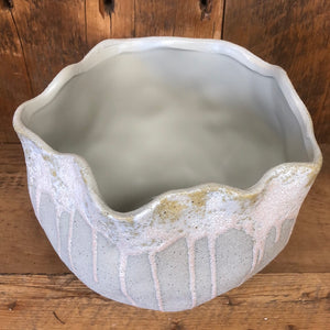 Ceramic Gray Pot with Dripping Lines