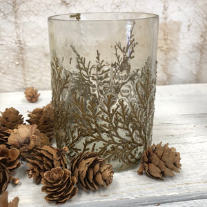 Glass Gold Embossed Vine Votive
