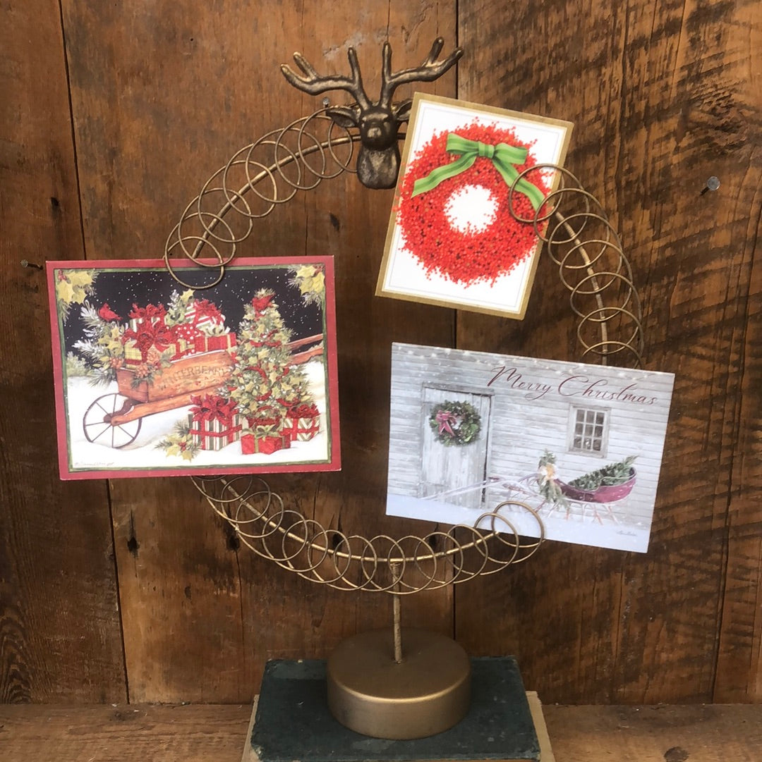 Round Wire Christmas Card Holder Stand