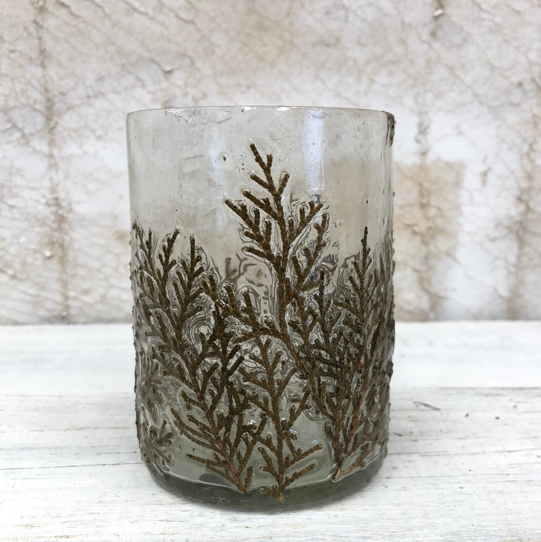 Glass Gold Embossed Vine Votive