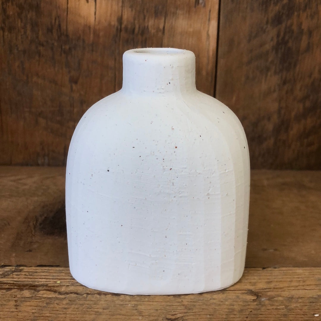 Karis White Terracotta Bud Vase Small