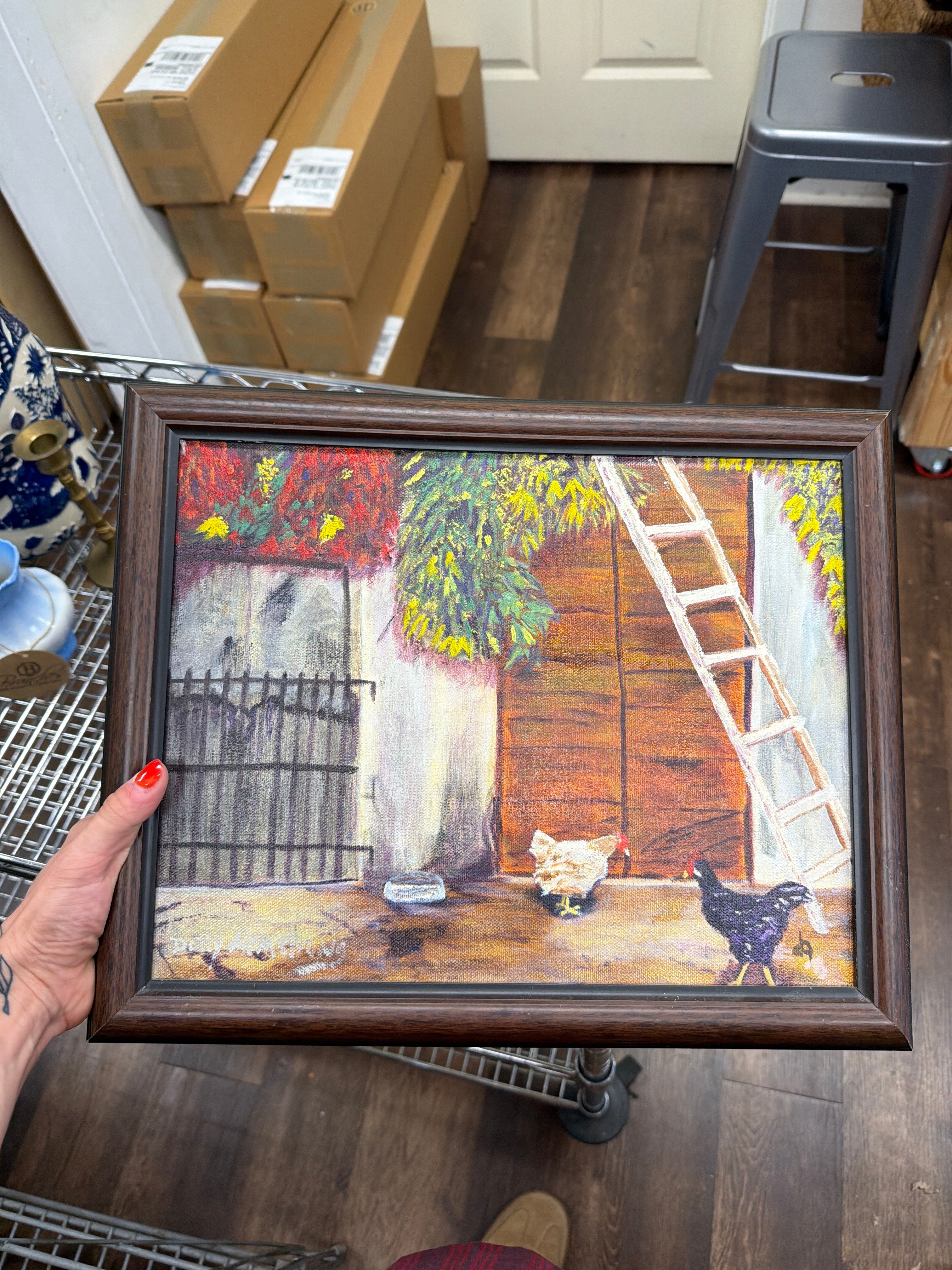 Two Hens Framed Art