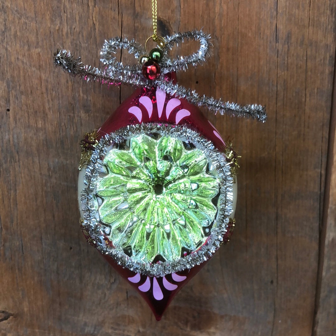 Vintage Tinsel Glass Pearl Pink Ornament