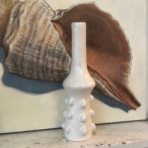 White Glazed Budvase with Knobs