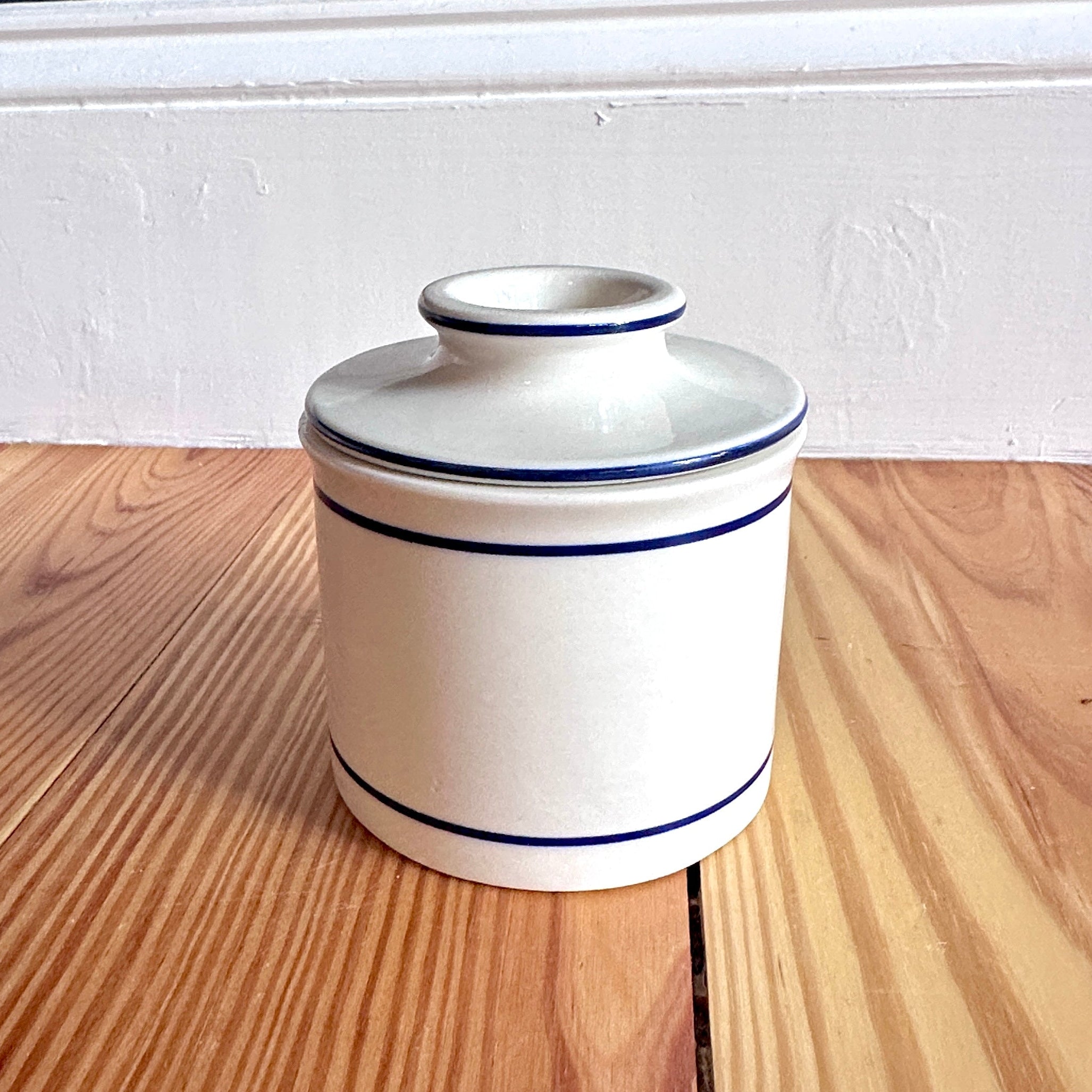 Stoneware Blue White Butter Keeper