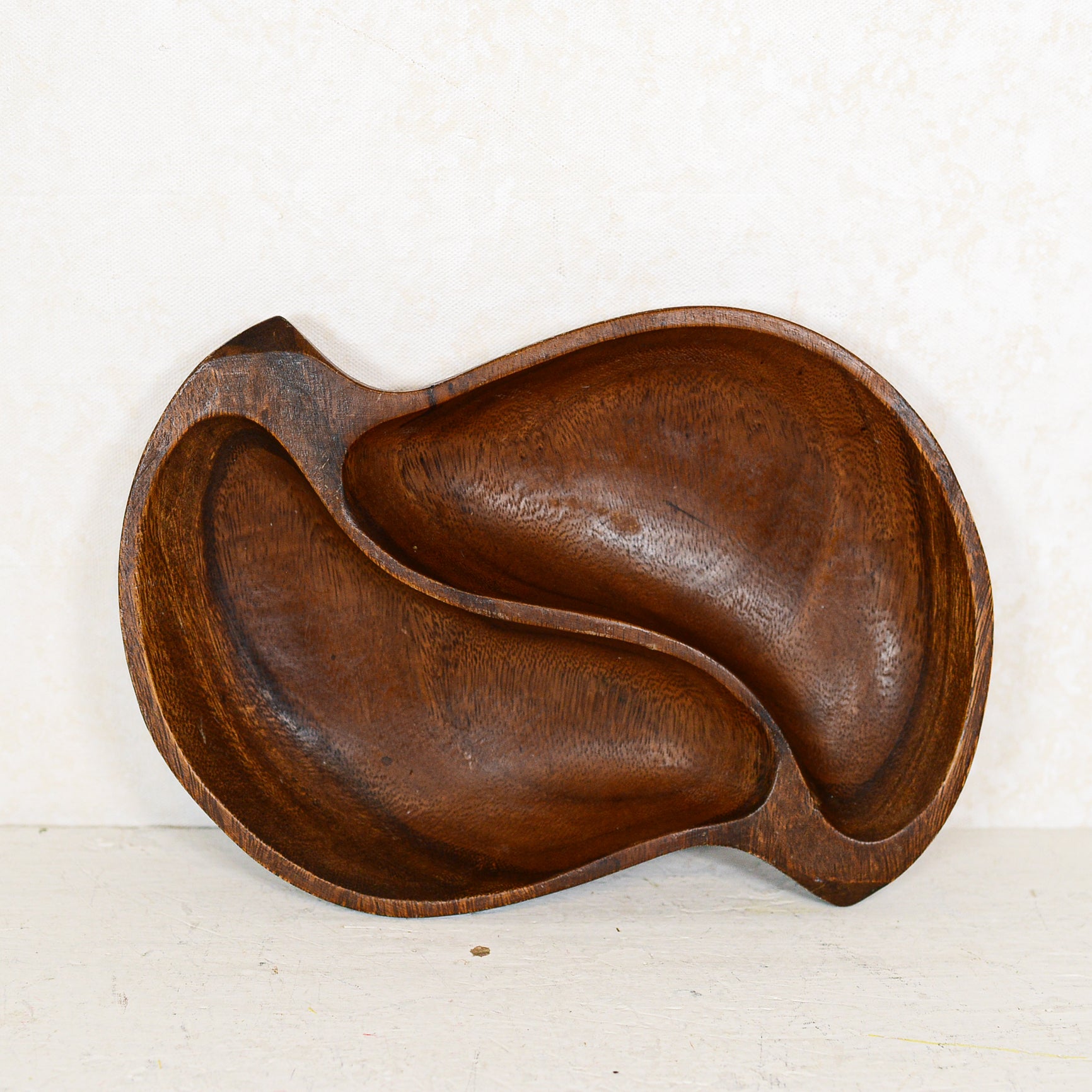 Vintage Monkey Pod Wood Divided Nut Tray