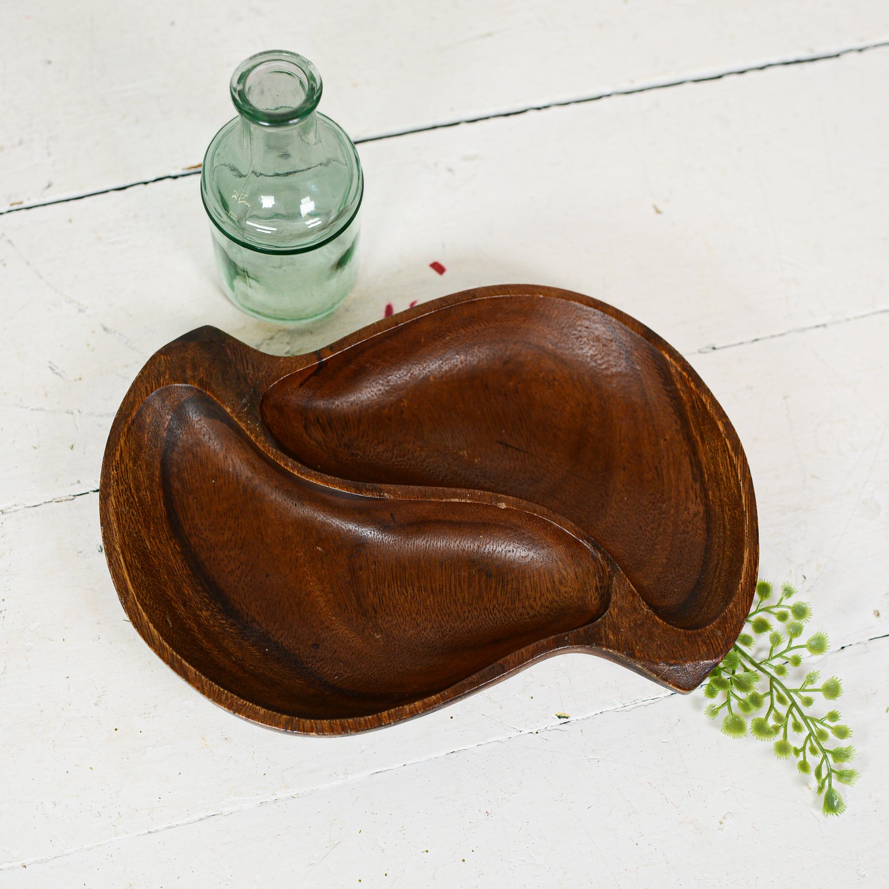 Vintage Monkey Pod Wood Divided Nut Tray