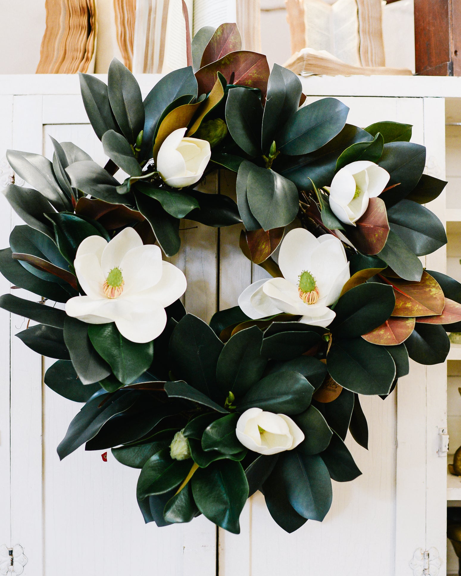 Classic Magnolia Wreath with Blooms