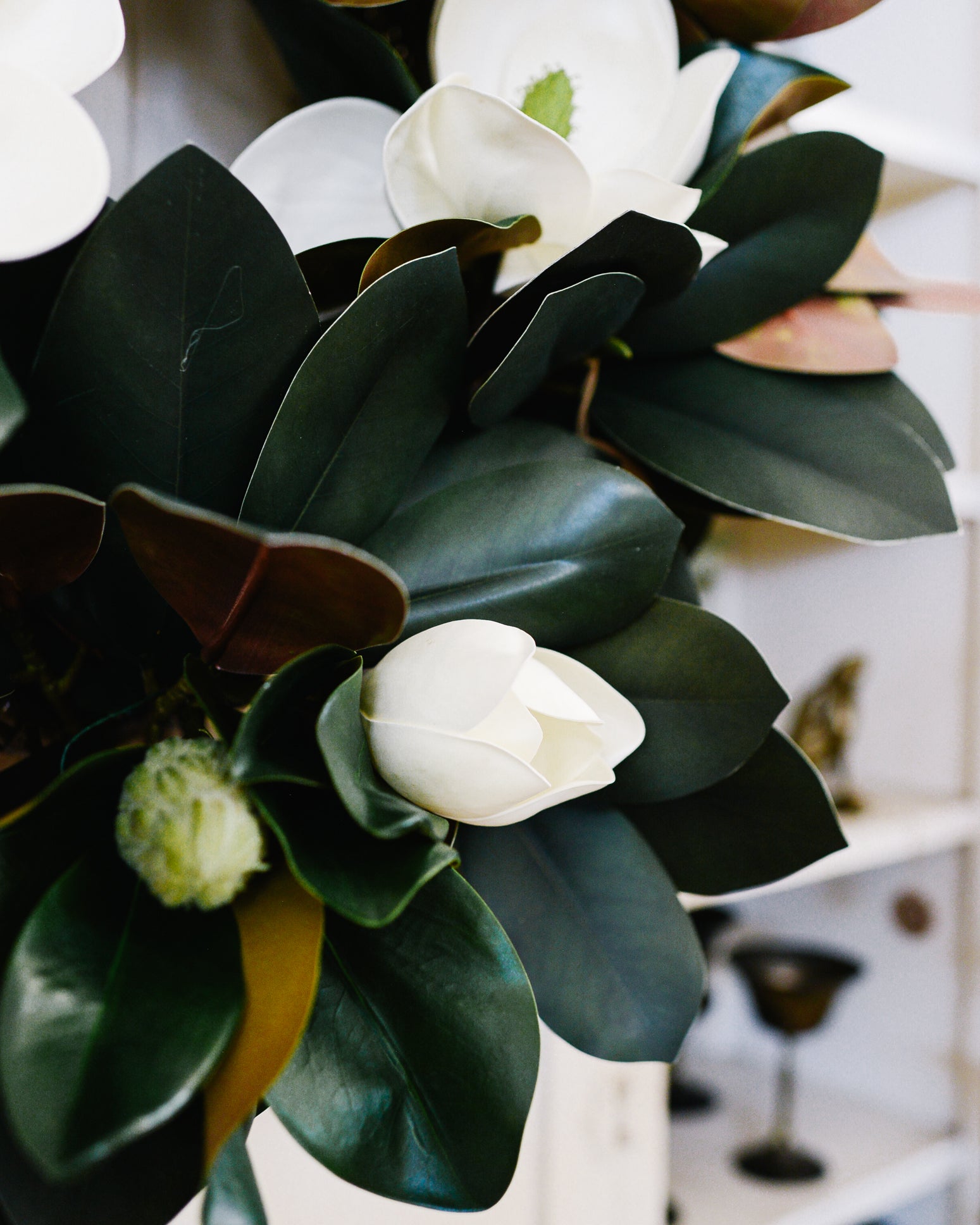 Classic Magnolia Wreath with Blooms