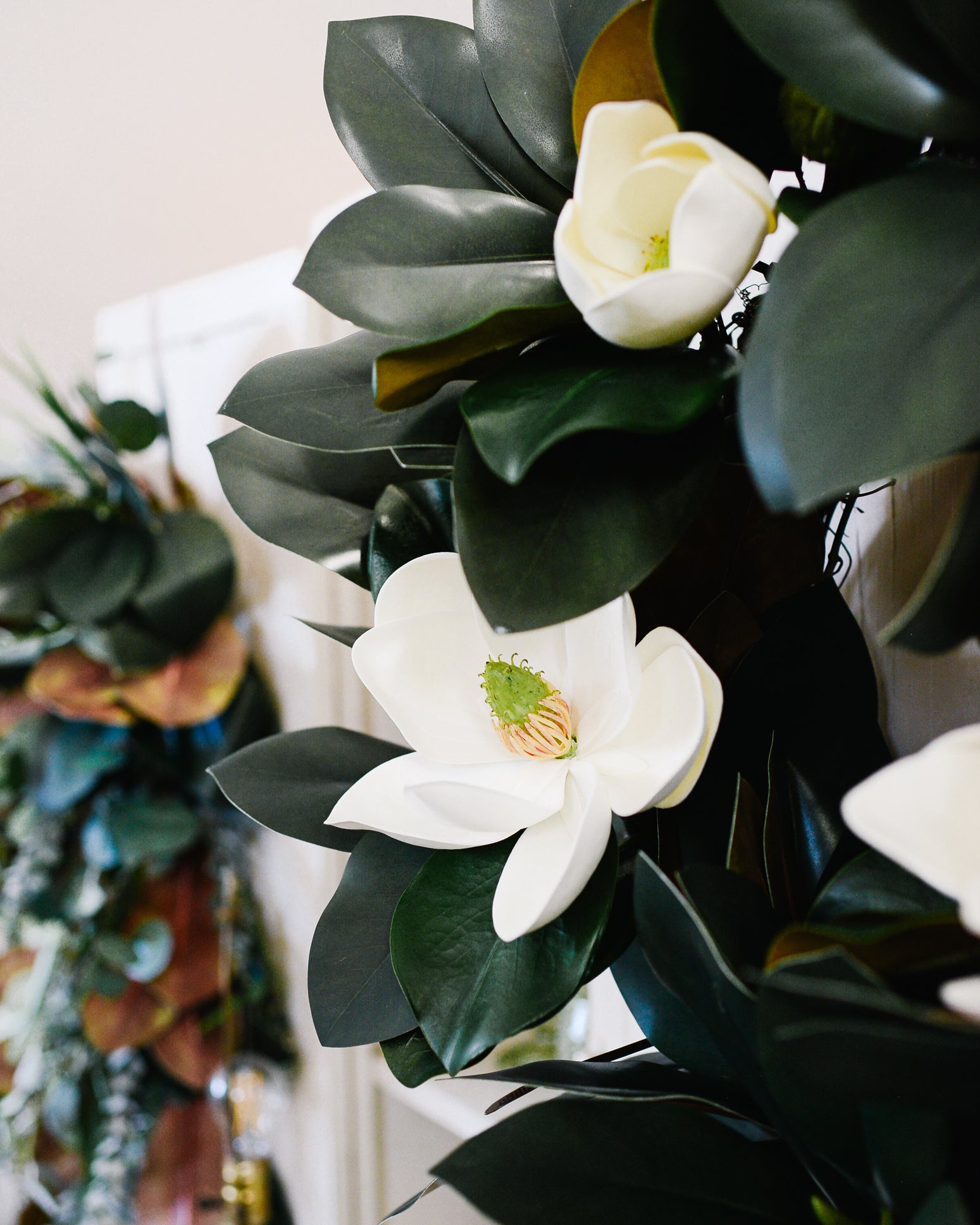 Classic Magnolia Wreath with Blooms