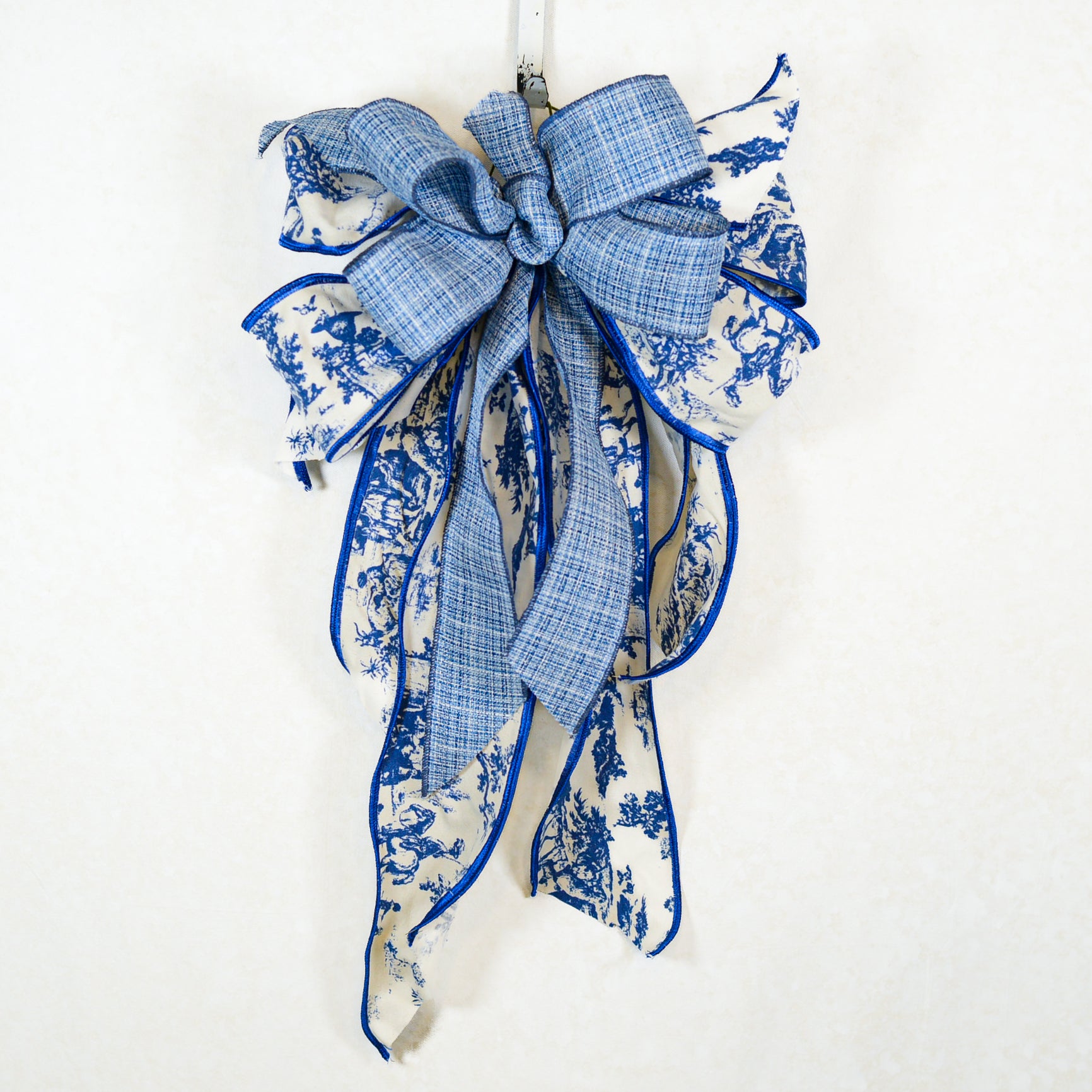 Blue and White Toile Bow