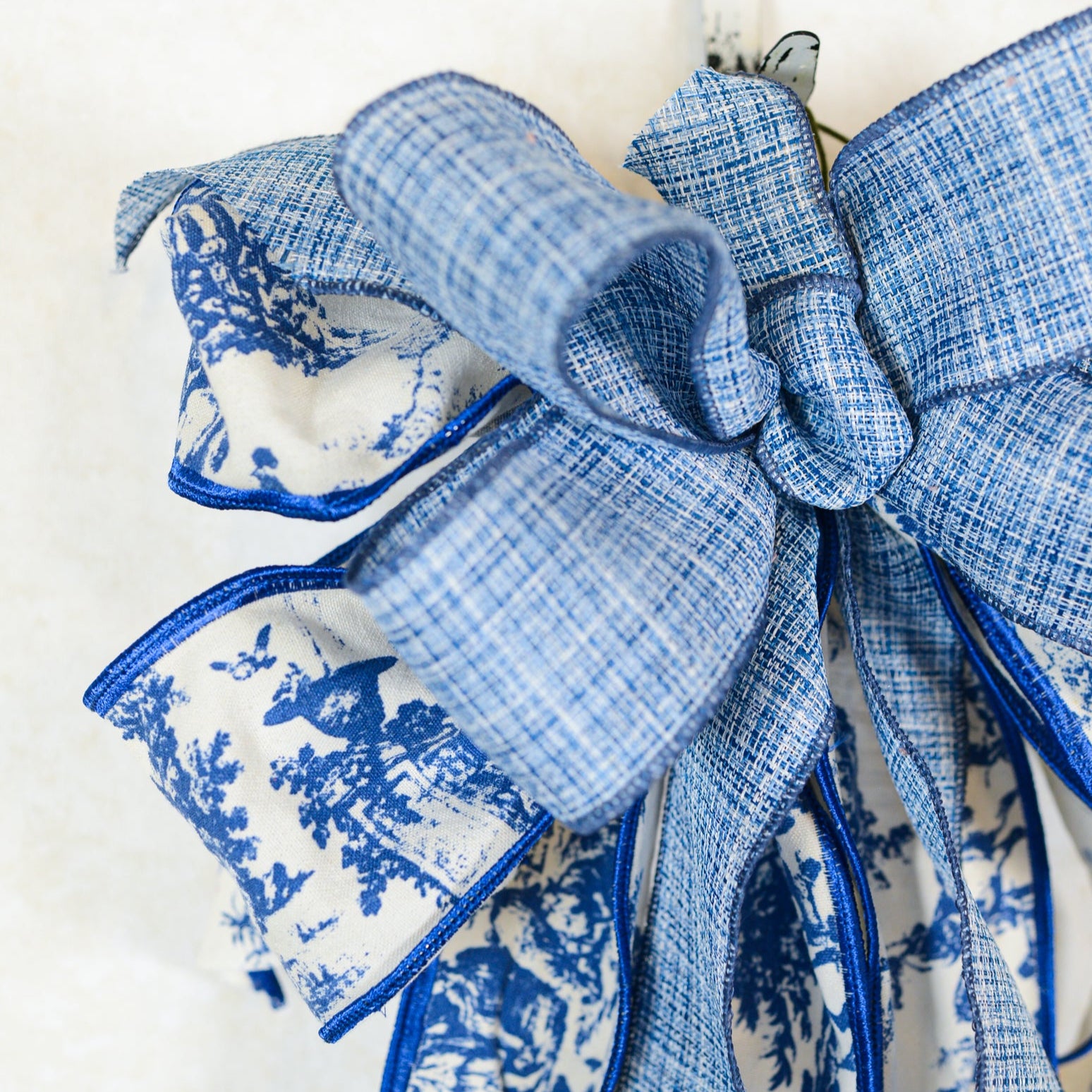 Blue and White Toile Bow