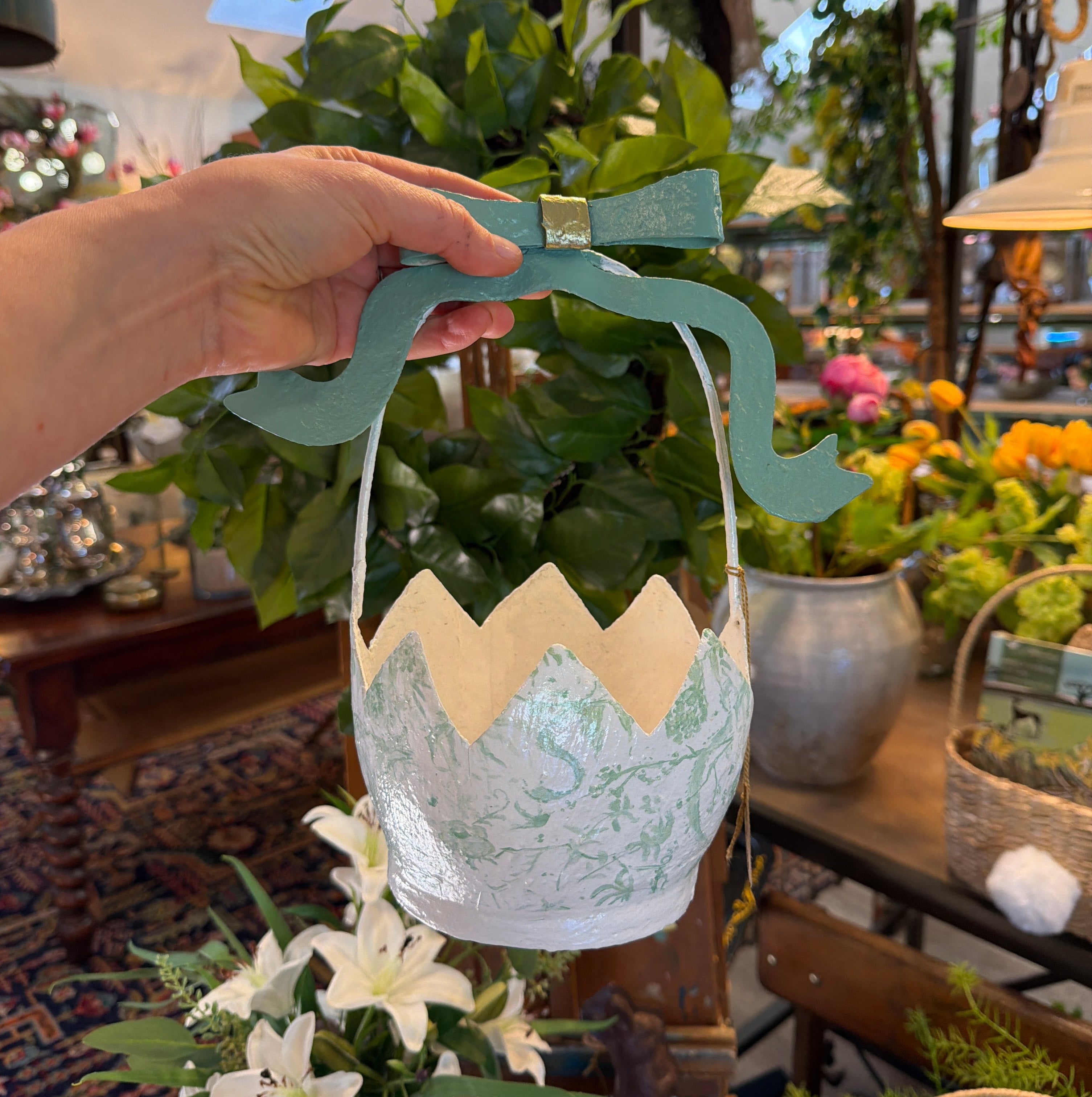 Green Chinoiserie Easter Basket