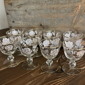 Libbey Rose Bouquet Glasses Cordial Stemware Set of Eight