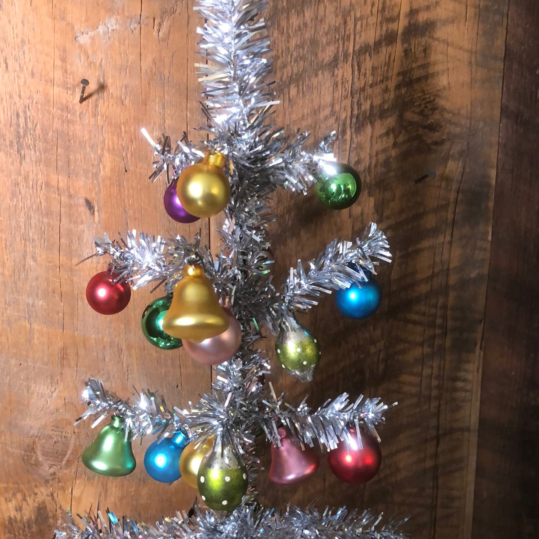 Retro Tinsel Tree with Ornaments