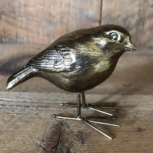 Antique Gold Bird with Tail Down