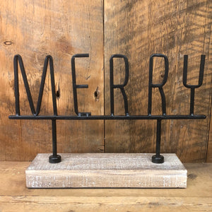 Merry Christmas Words on Wood Set of Two