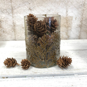 Glass Gold Embossed Vine Votive