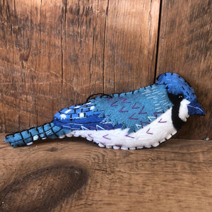 Embroidered Felt Blue Jay Ornament