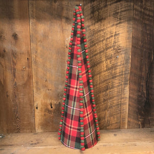 Plaid PomPom Cone Topiary Large