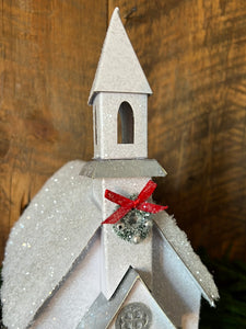 Cardboard LED Light Up Sparkle Snowy Country Church