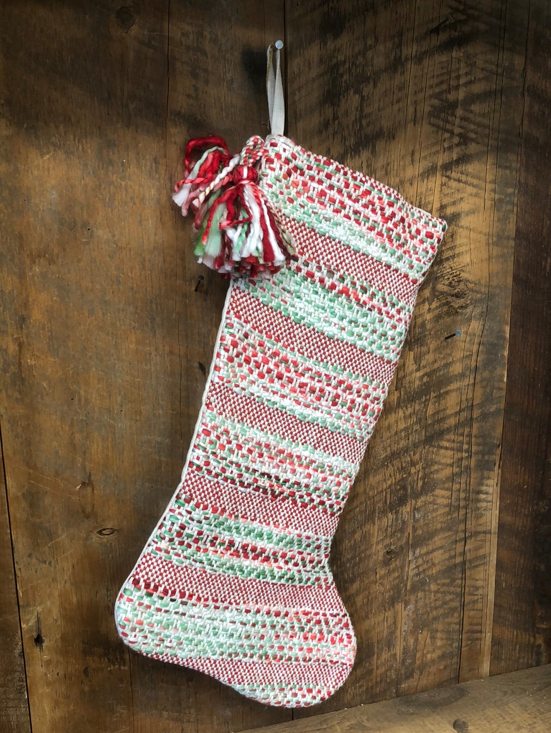 Yarn Holiday Stocking with Tassels